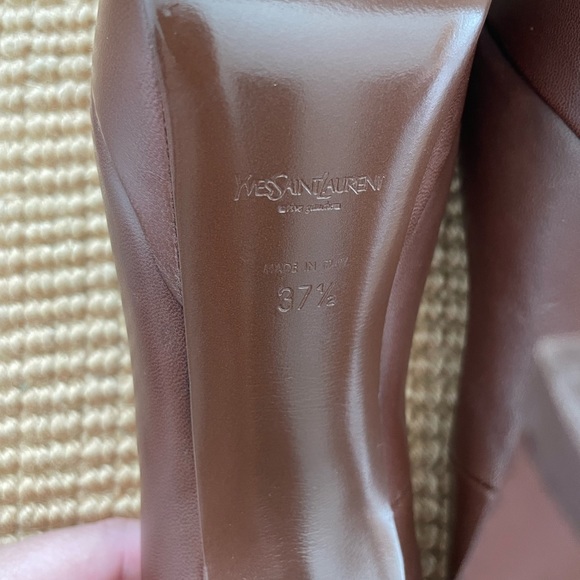 Yves Saint Laurent Leather Peep Toe Heels - Picture 10 of 12